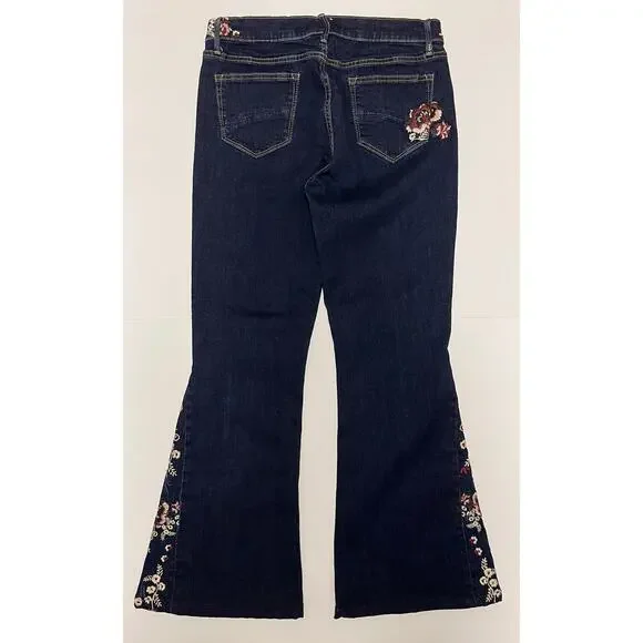 Driftwood Farrah Embroidered Flare Jeans Boho Floral Denim 30 Festival Western - Picture 3 of 11